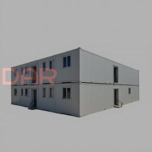 МД-09 - двухэтажное модульное здание из 16 блок-контейнеров с отделкой из цветного профлиста 