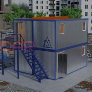 Двухэтажное модульное здание МЗ-40 эконом из 4-х БК 