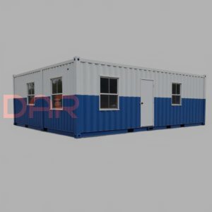 МД-62 - одноэтажное модульное здание с плоской крышей из двух блок-контейнеров с отделкой оцинкованным профлистом C8 